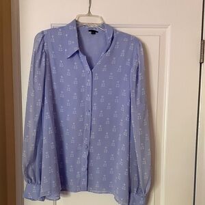 Ann Taylor Blue Button-Up Blouse